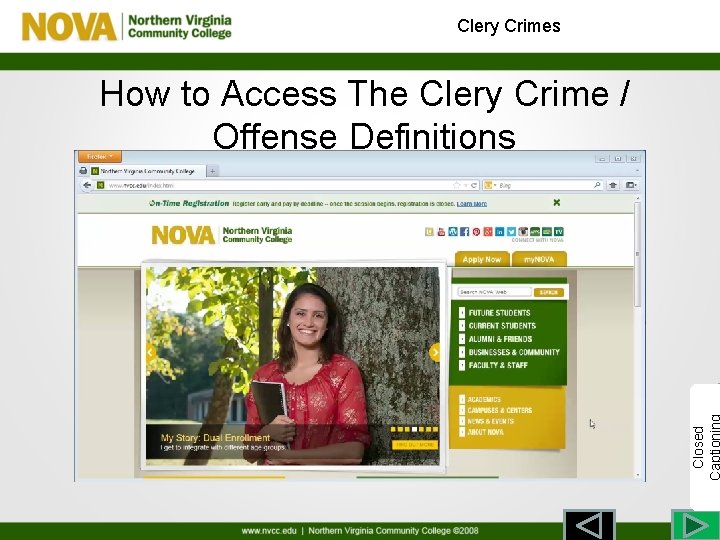Clery Crimes Closed How to Access The Clery Crime / Offense Definitions 