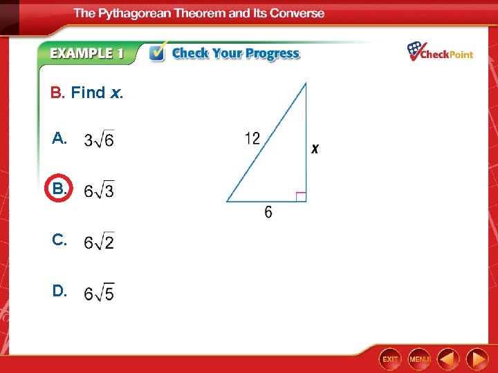 B. Find x. A. B. C. D. 