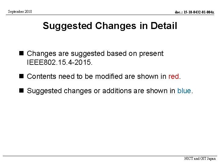 September 2018 doc. : 15 -18 -0432 -01 -004 z. Suggested Changes in Detail