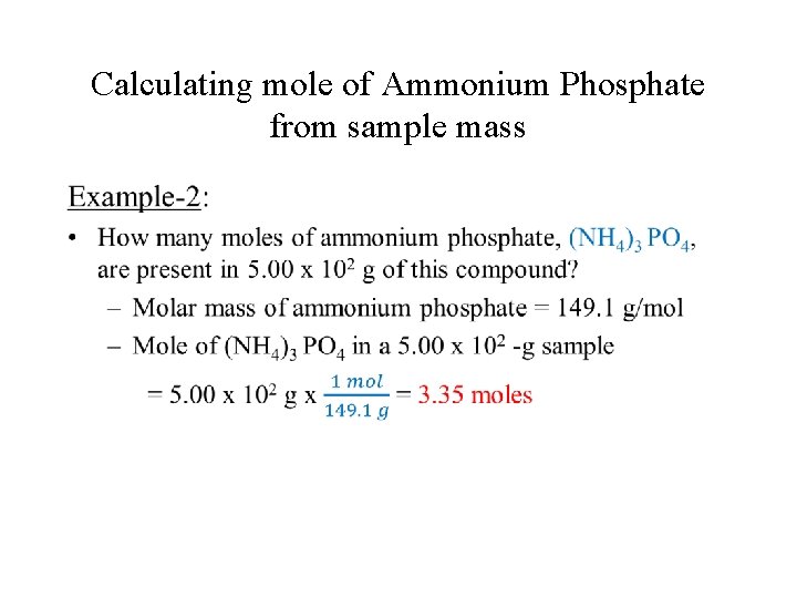 Calculating mole of Ammonium Phosphate from sample mass • 