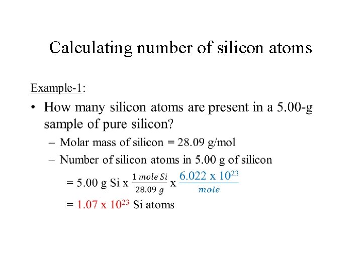 Calculating number of silicon atoms • 