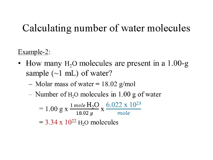 Calculating number of water molecules • 