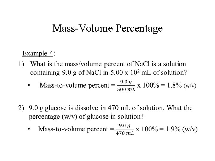 Mass-Volume Percentage • 