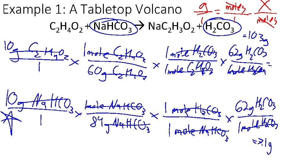 Example 1: A Tabletop Volcano C 2 H 4 O 2 + Na. HCO