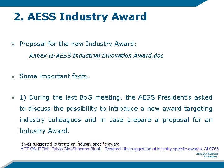 2. AESS Industry Award Proposal for the new Industry Award: – Annex II-AESS Industrial