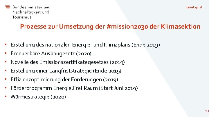 bmnt. gv. at Prozesse zur Umsetzung der #mission 2030 der Klimasektion • • Erstellung