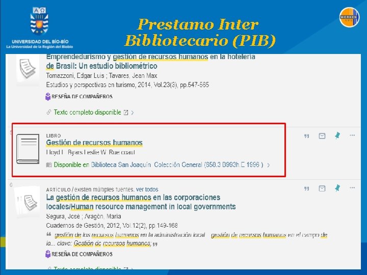 Prestamo Inter Bibliotecario (PIB) 