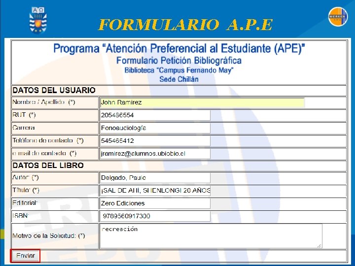 FORMULARIO A. P. E 