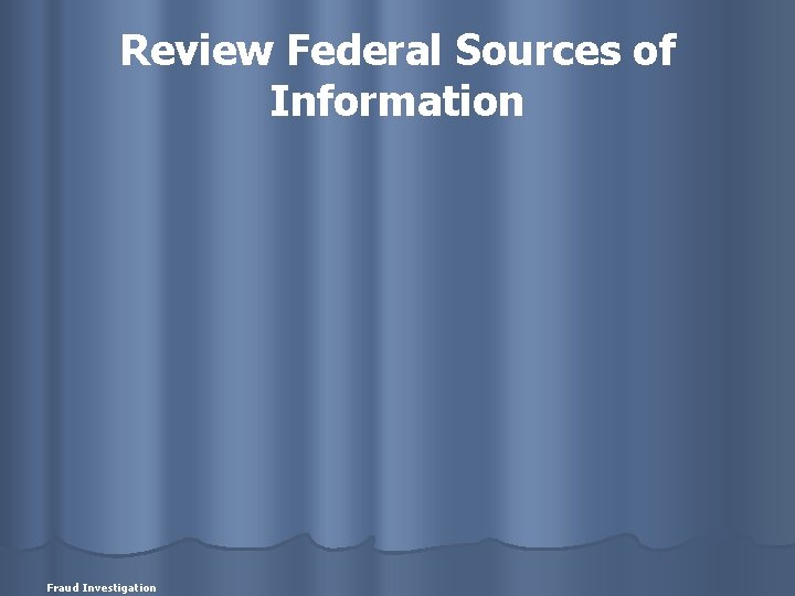 Review Federal Sources of Information Fraud Investigation 
