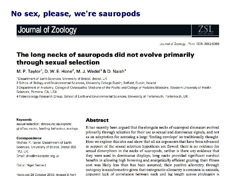 No sex, please, we're sauropods 