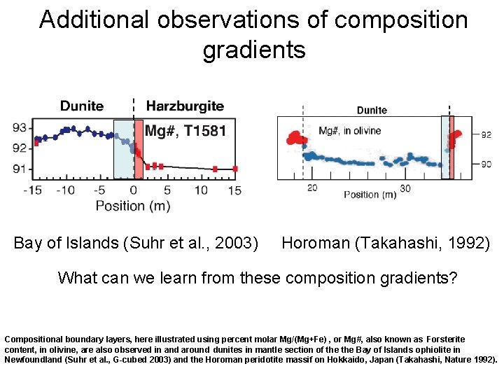 Additional observations of composition gradients Bay of Islands (Suhr et al. , 2003) Horoman