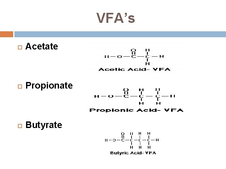 VFA’s Acetate Propionate Butyrate 