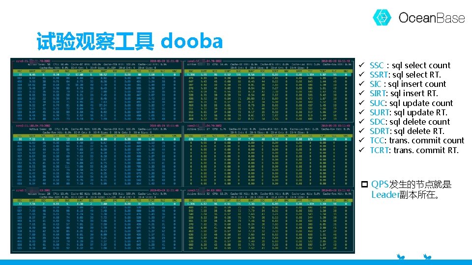 试验观察 具 dooba ü ü ü ü ü SSC：sql select count SSRT: sql select