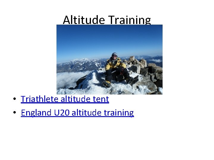 Altitude Training • Triathlete altitude tent • England U 20 altitude training 