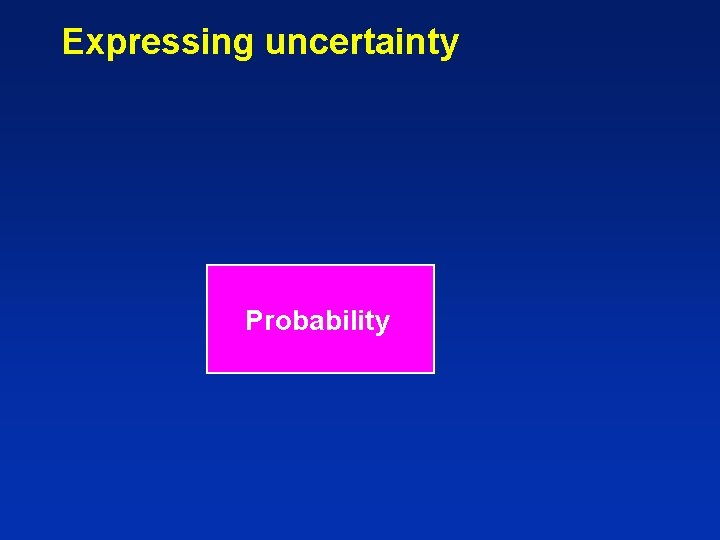 Expressing uncertainty Probability 