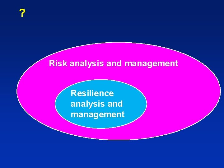 ? Risk analysis and management Resilience analysis and management 