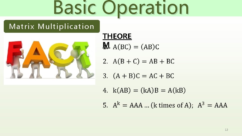 Basic Operation Matrix Multiplication THEORE M 12 