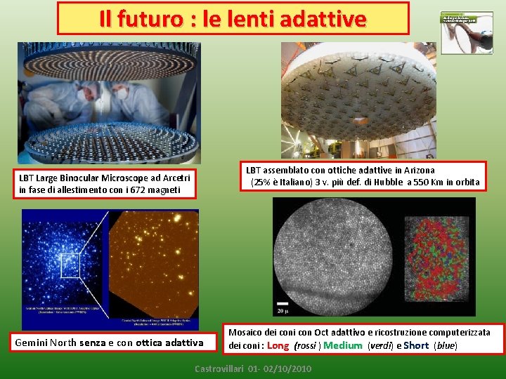 Il futuro : le lenti adattive LBT assemblato con ottiche adattive in Arizona (25%