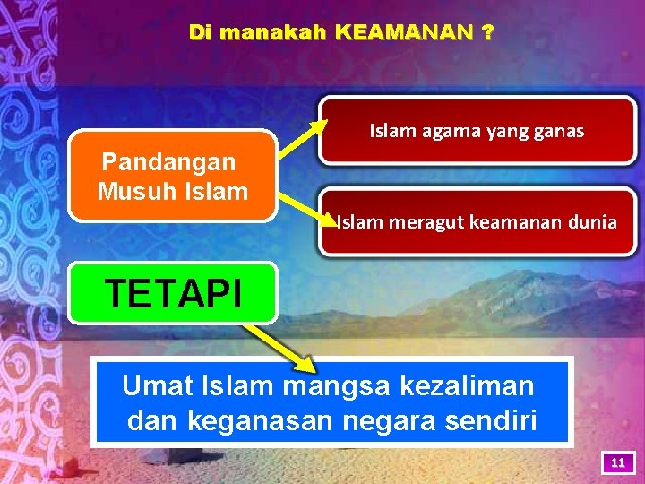 Di manakah KEAMANAN ? Islam agama yang ganas Pandangan Musuh Islam meragut keamanan dunia