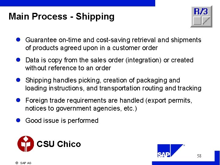 Main Process - Shipping l Guarantee on-time and cost-saving retrieval and shipments of products