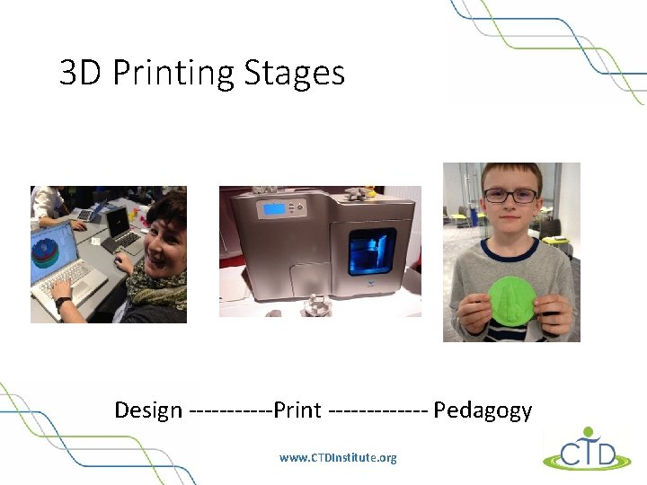 3 D Printing Stages Design ------Print ------- Pedagogy www. CTDInstitute. org 