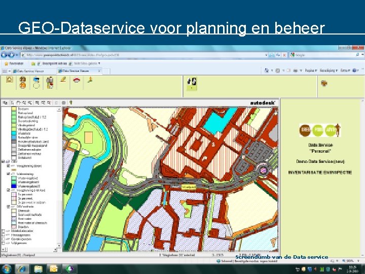 GEO-Dataservice voor planning en beheer Screendumb van de Data service 