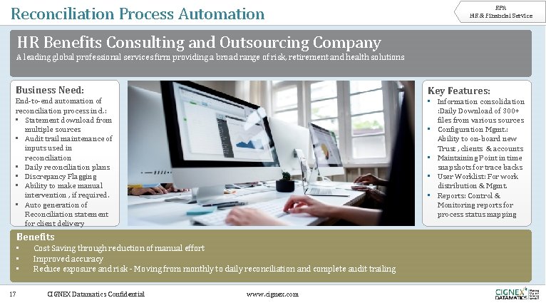 Reconciliation Process Automation RPA HR & Financial Service HR Benefits Consulting and Outsourcing Company