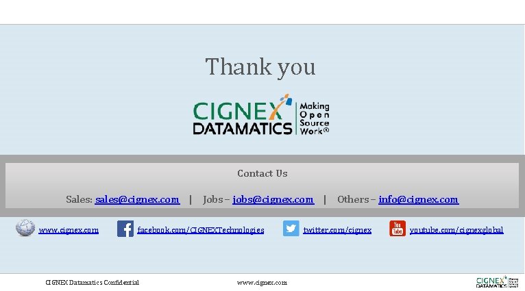 Thank you Contact Us Sales: sales@cignex. com | Jobs – jobs@cignex. com | Others