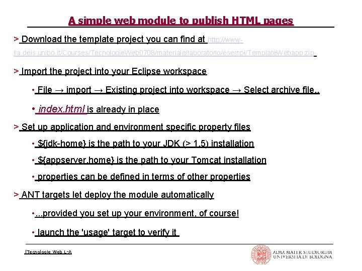 A simple web module to publish HTML pages > Download the template project you