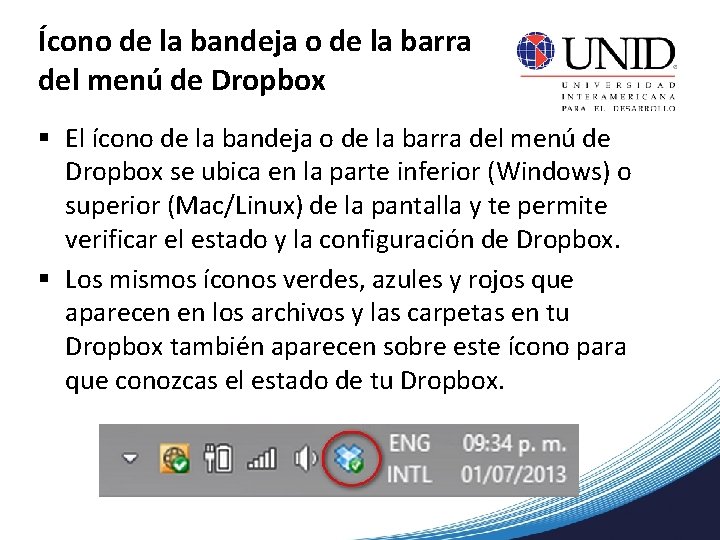 Ícono de la bandeja o de la barra del menú de Dropbox § El