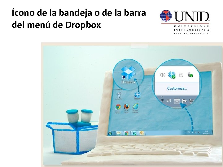 Ícono de la bandeja o de la barra del menú de Dropbox 