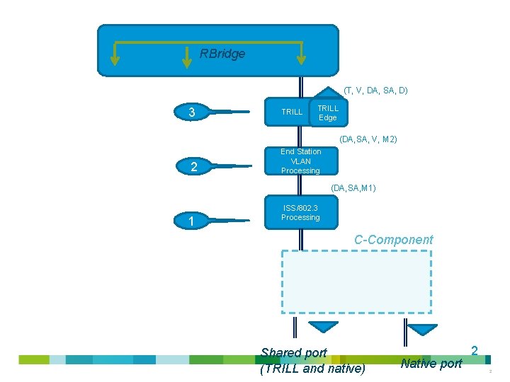RBridge (T, V, DA, SA, D) 3 TRILL Edge (DA, SA, V, M 2)