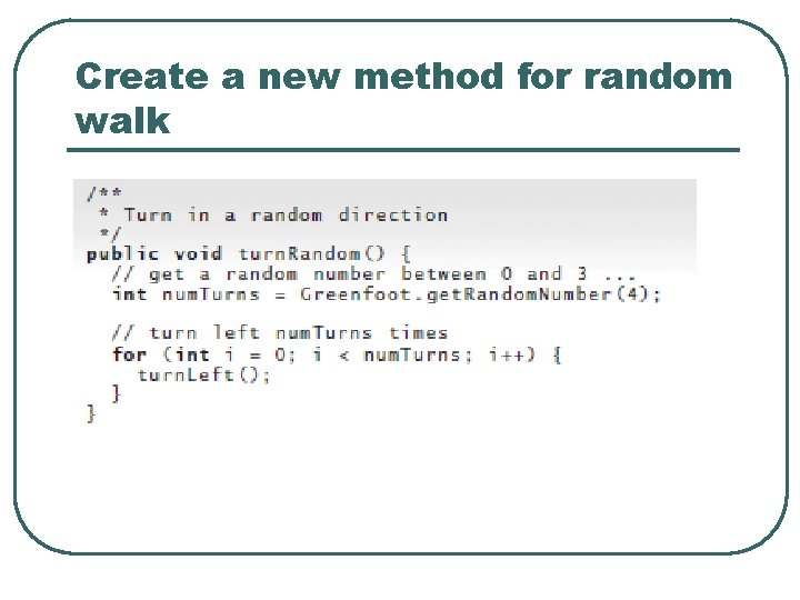 Create a new method for random walk Create a new method for random walk
