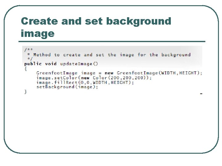 Create and set background image Create and set background image