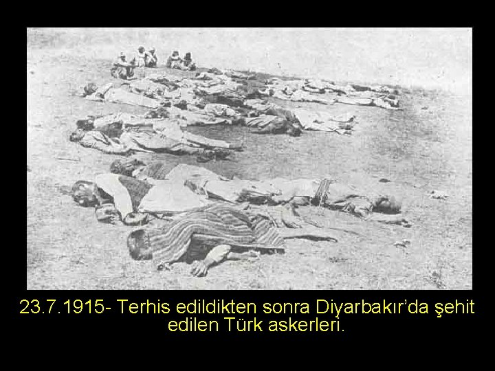 23. 7. 1915 - Terhis edildikten sonra Diyarbakır’da şehit edilen Türk askerleri. 