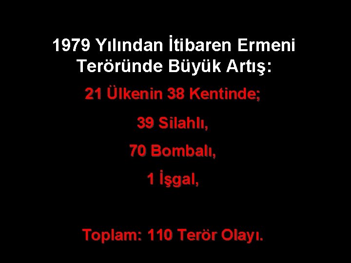 1979 Yılından İtibaren Ermeni Teröründe Büyük Artış: 21 Ülkenin 38 Kentinde; 39 Silahlı, 70