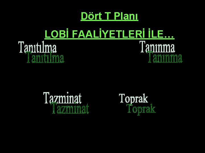 Dört T Planı LOBİ FAALİYETLERİ İLE… 