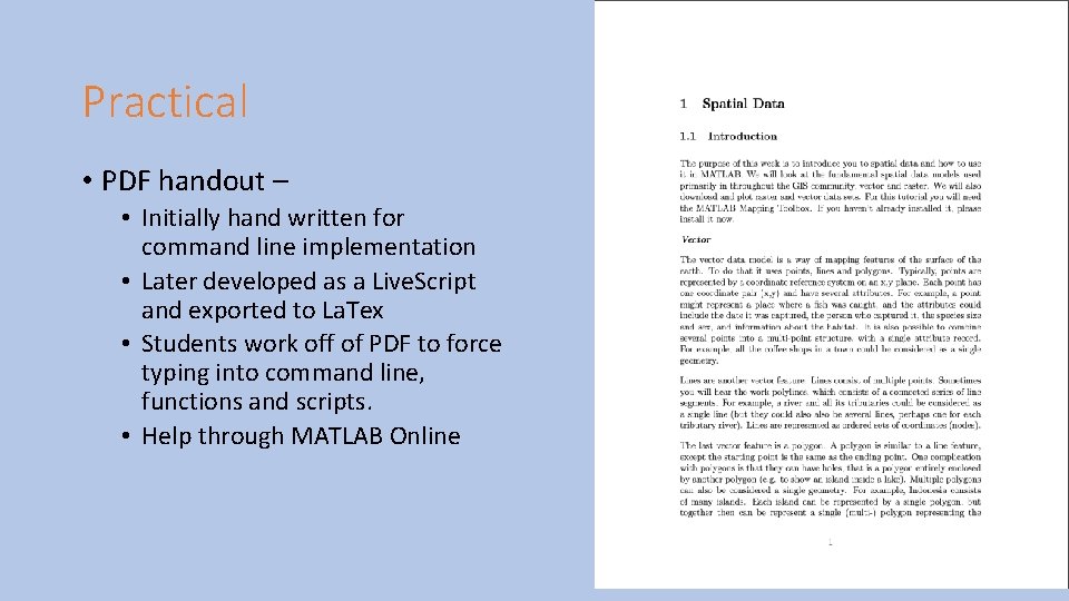 Practical • PDF handout – • Initially hand written for command line implementation •