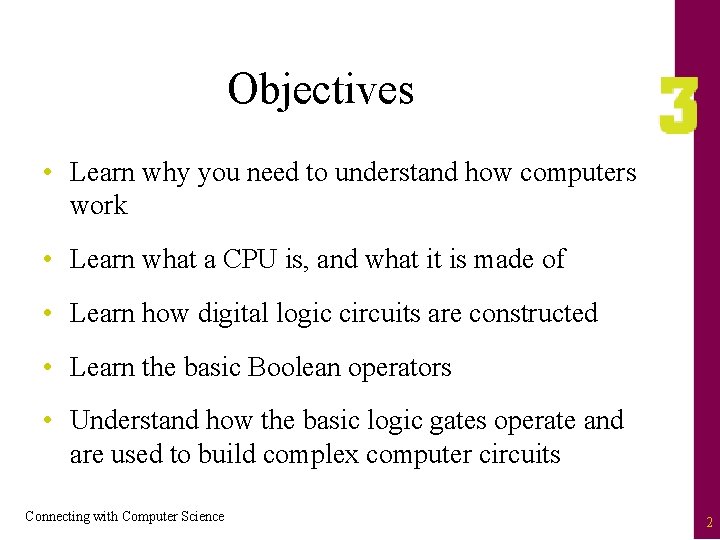 Objectives • Learn why you need to understand how computers work • Learn what