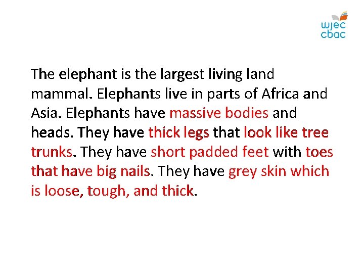 The elephant is the largest living land mammal. Elephants live in parts of Africa