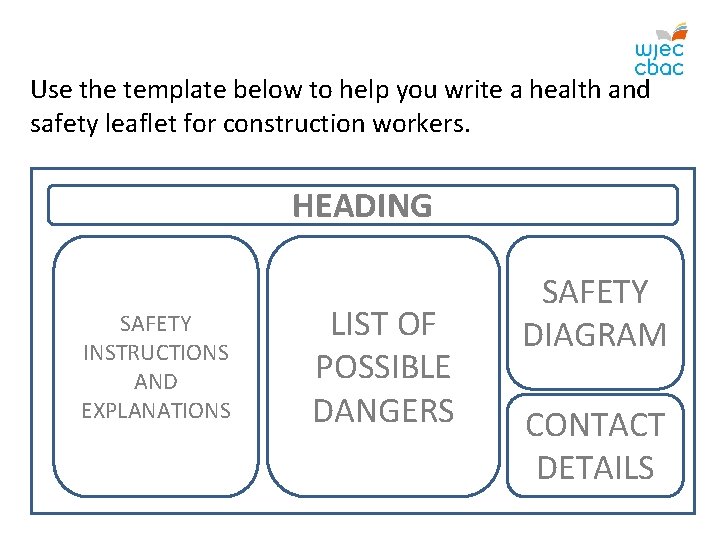 Use the template below to help you write a health and safety leaflet for