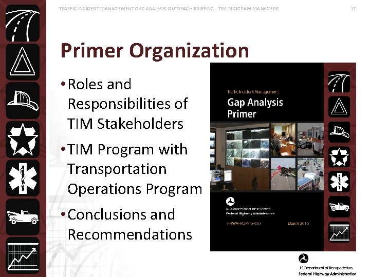 TRAFFIC INCIDENT MANAGEMENT GAP ANALYSIS OUTREACH BRIEFING - TIM PROGRAM MANAGERS Primer Organization •