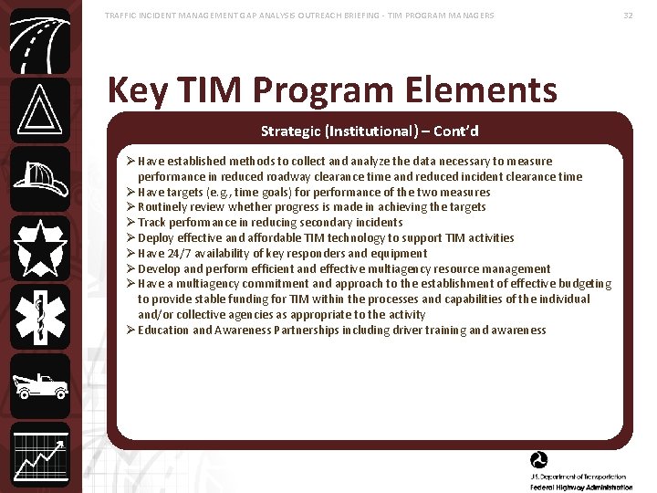 TRAFFIC INCIDENT MANAGEMENT GAP ANALYSIS OUTREACH BRIEFING - TIM PROGRAM MANAGERS Key TIM Program