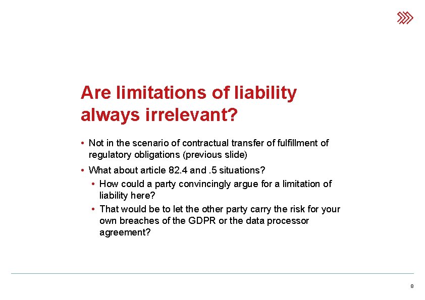 Are limitations of liability always irrelevant? • Not in the scenario of contractual transfer