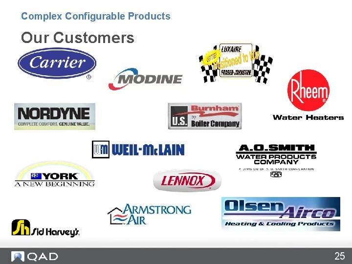 Complex Configurable Products Our Customers 25 