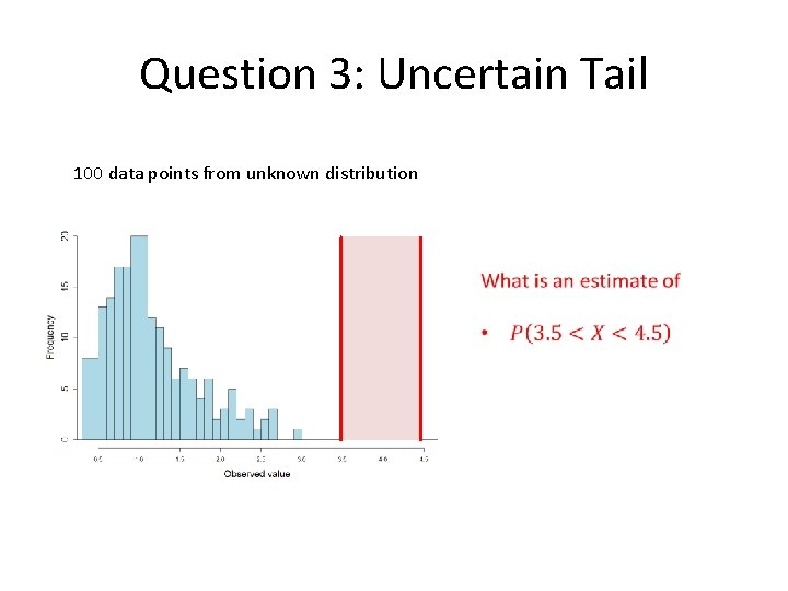 Question 3: Uncertain Tail 100 data points from unknown distribution Question 3: Uncertain Tail 100 data points from unknown distribution