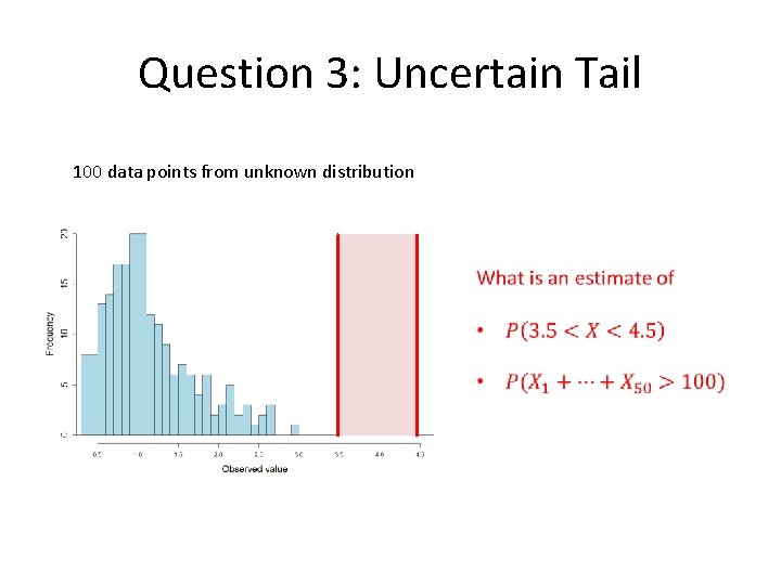 Question 3: Uncertain Tail 100 data points from unknown distribution Question 3: Uncertain Tail 100 data points from unknown distribution