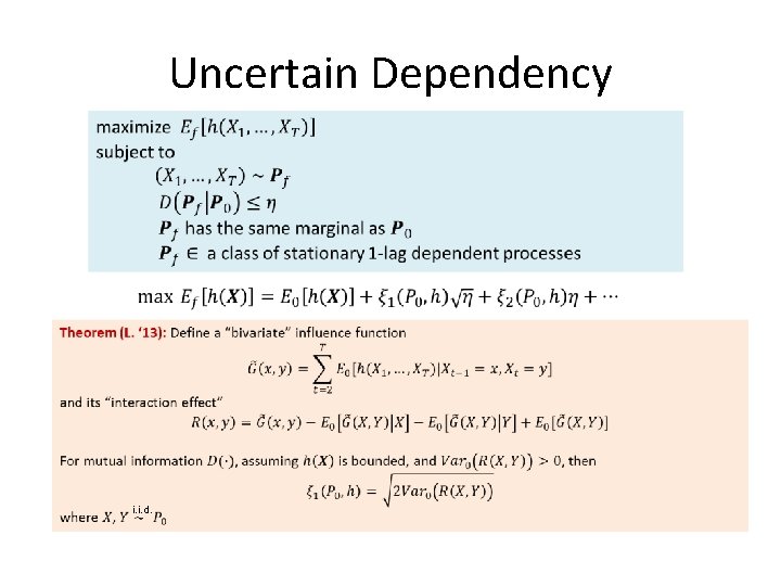 Uncertain Dependency i. i. d. Uncertain Dependency i. i. d.