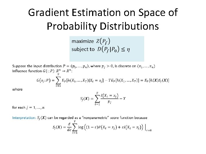 Gradient Estimation on Space of Probability Distributions • Gradient Estimation on Space of Probability Distributions •