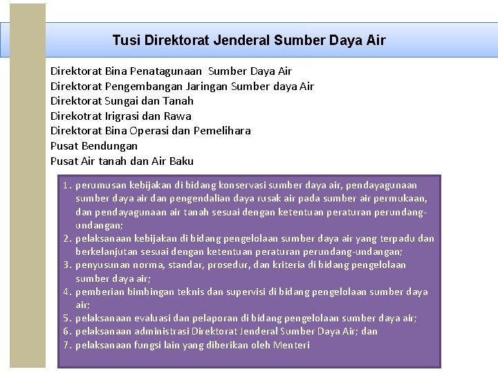 Tusi Direktorat Jenderal Sumber Daya Air Direktorat Bina Penatagunaan Sumber Daya Air Direktorat Pengembangan